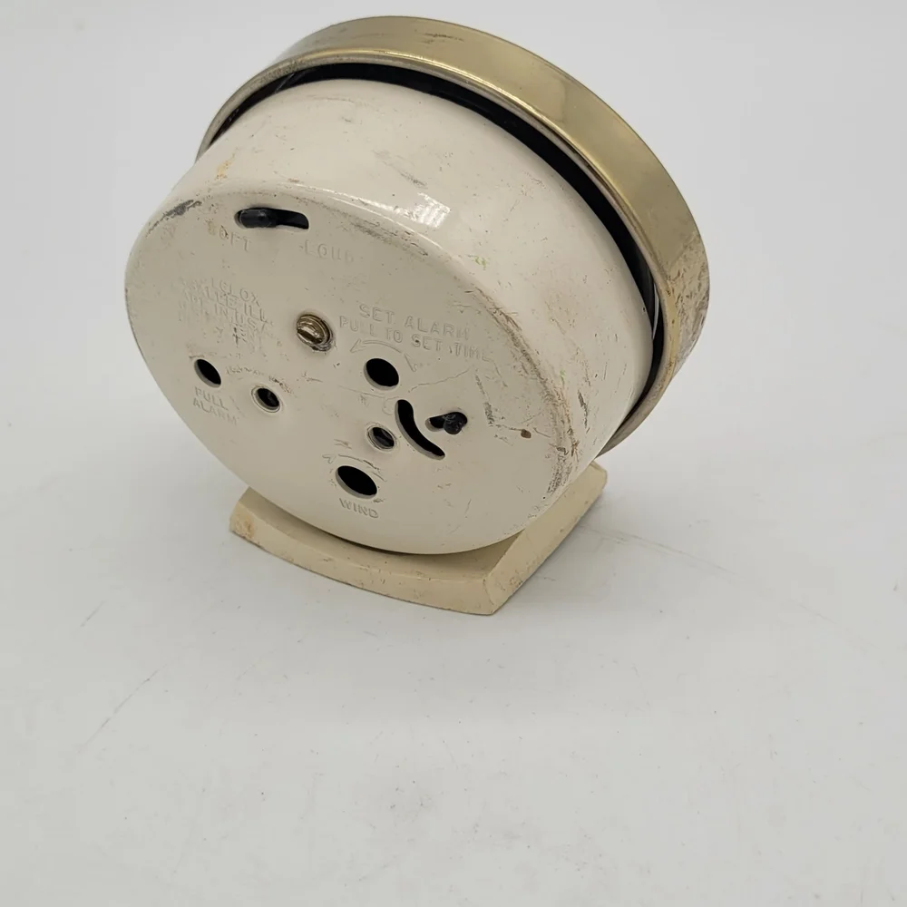 Westclox Model 1158056 Travel Alarm BABY BEN White Gold Glow In TheDark Untested